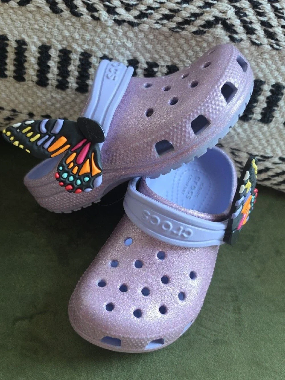 CROCS Kids Lavender Glitter Butterfly Clogs